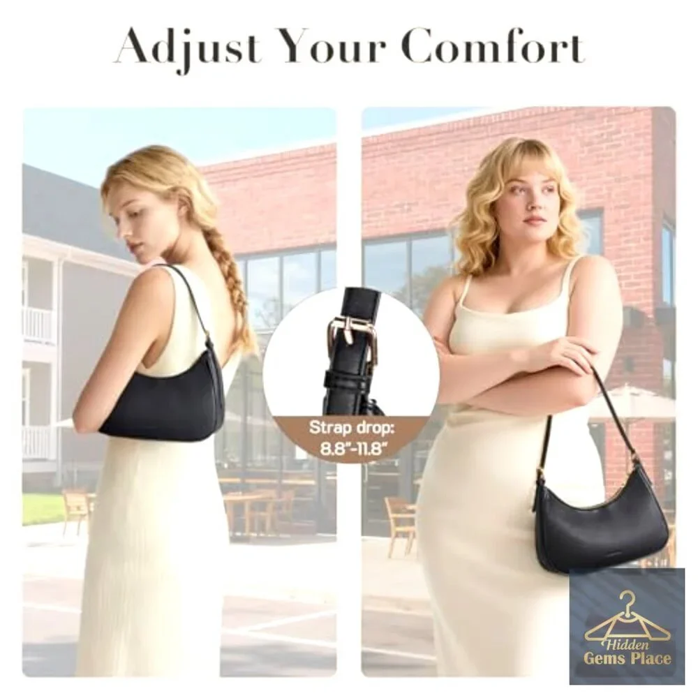 Small Vegan Leather Hobo Shoulder Bag with Adjustable Strap for Daily Use